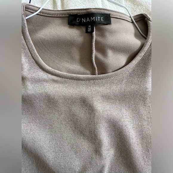 Dynamite grey ruched knee length dress. Size medium. - Picture 2 of 5